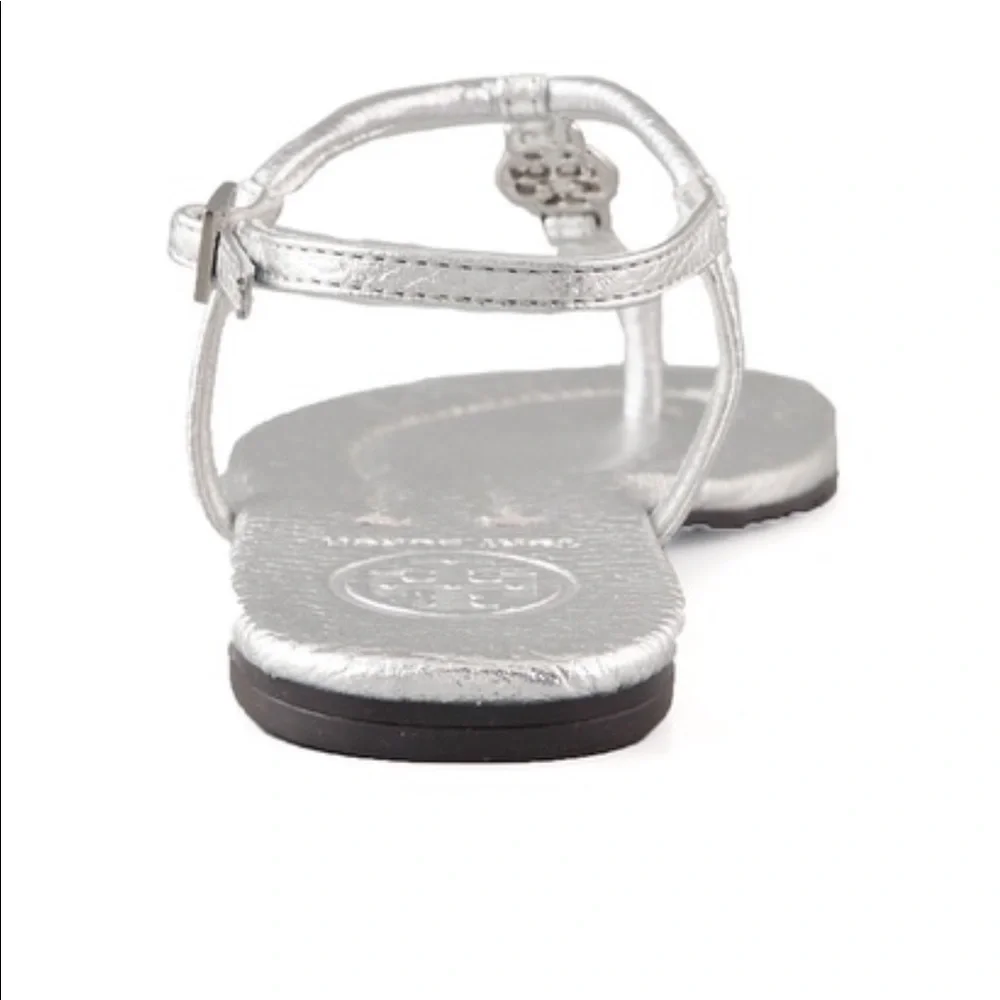TORY BURCH Snakeskin Silver T-Strap Emmy Sandal